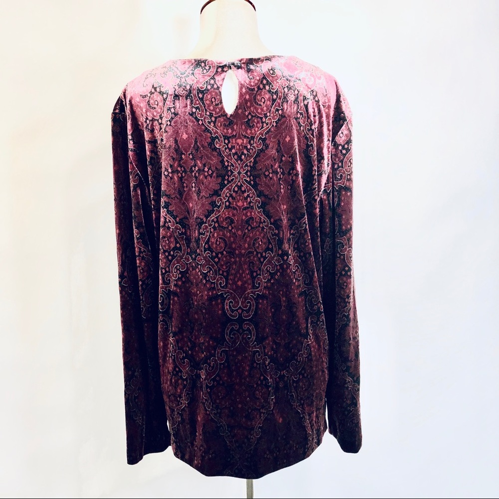 Boho Paisley Velvet Tunic Top M - Picture 4 of 8